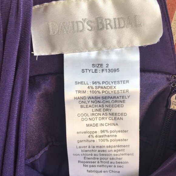 DAVID’S BRIDAL - purple floor length gown - Picture 6 of 6